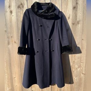 Vintage Wool Coat with Fur Trim